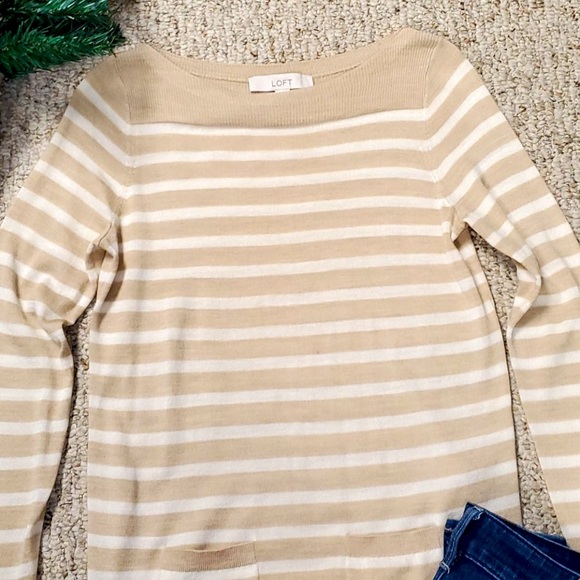 Womens LOFT xs soft tan and white sweater - Picture 11 of 16